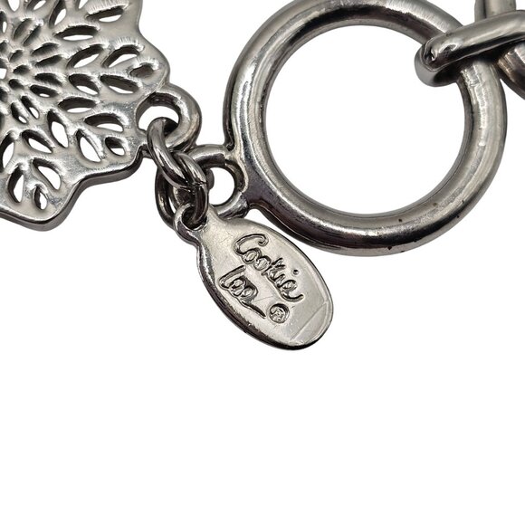 Cookie Lee Silver Toned Snowflake Charm Stmt Winter Boho Chic Modern Bracelet - Picture 8 of 11